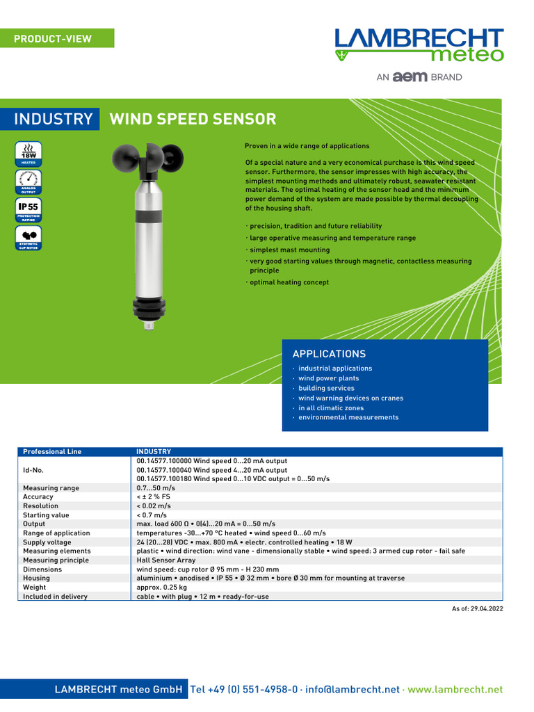 High-Accuracy Wind Speed Sensor | PDF | Sensor | Wound