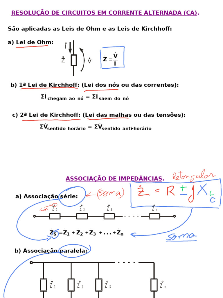 Aula 14 – Anotações - Resolução de Circuitos CA | PDF | Rede elétrica ...