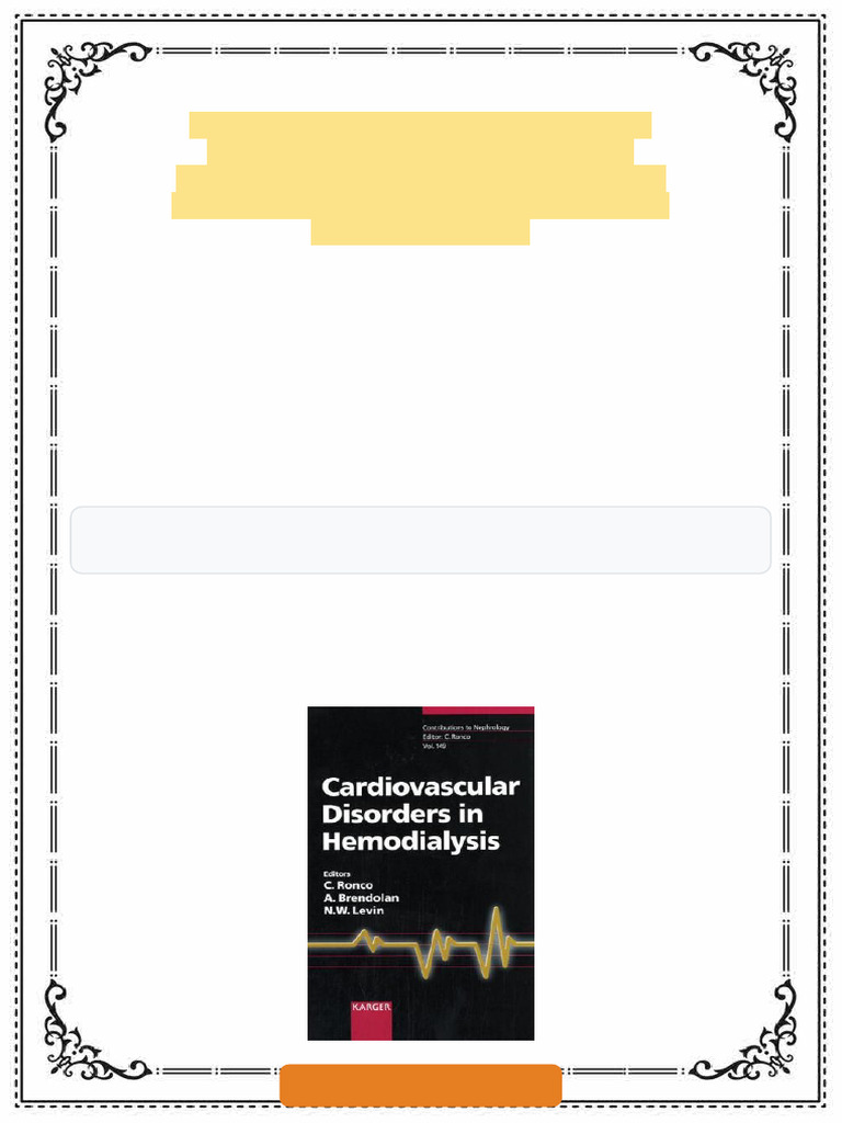 Cardiovascular Disorders in Hemodialysis 14th International Course on ...