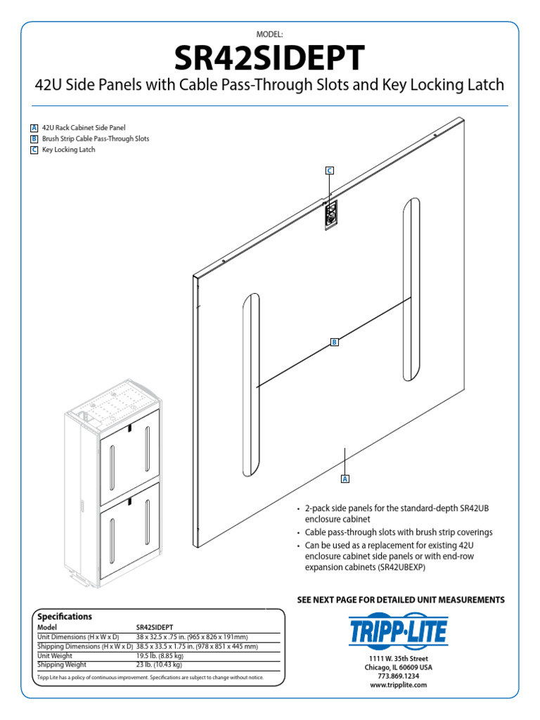 42U Rack Cabinet Side Panels Specs | PDF