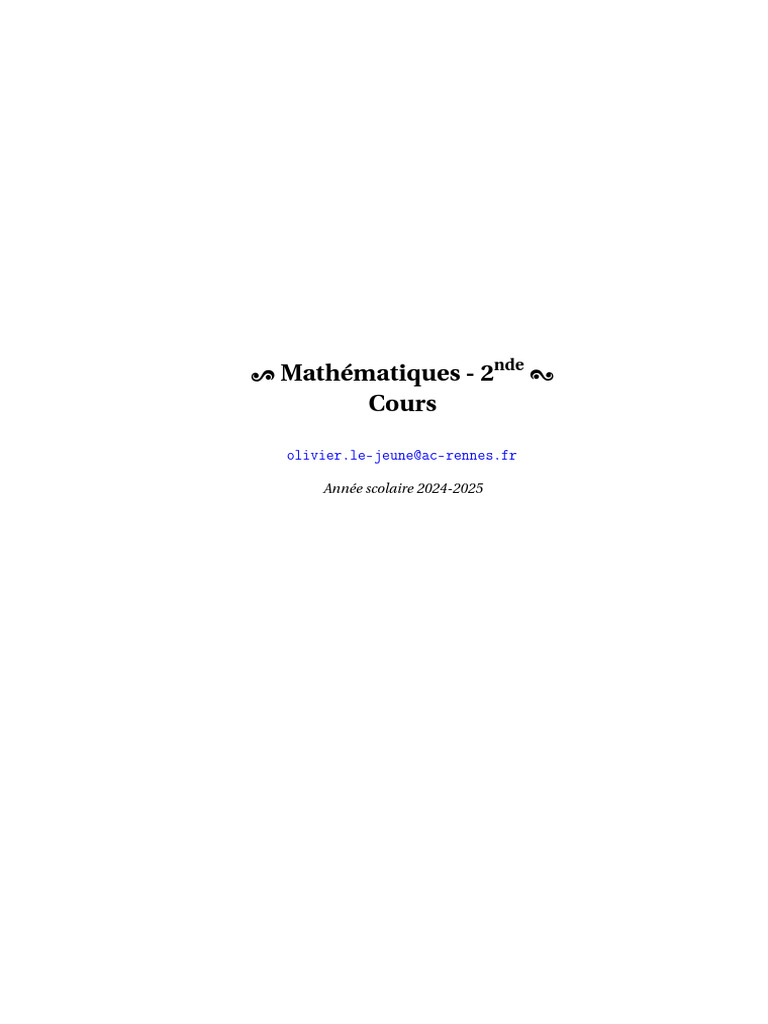 Cours de Mathématiques 2nde - Calculs et Fonctions | PDF