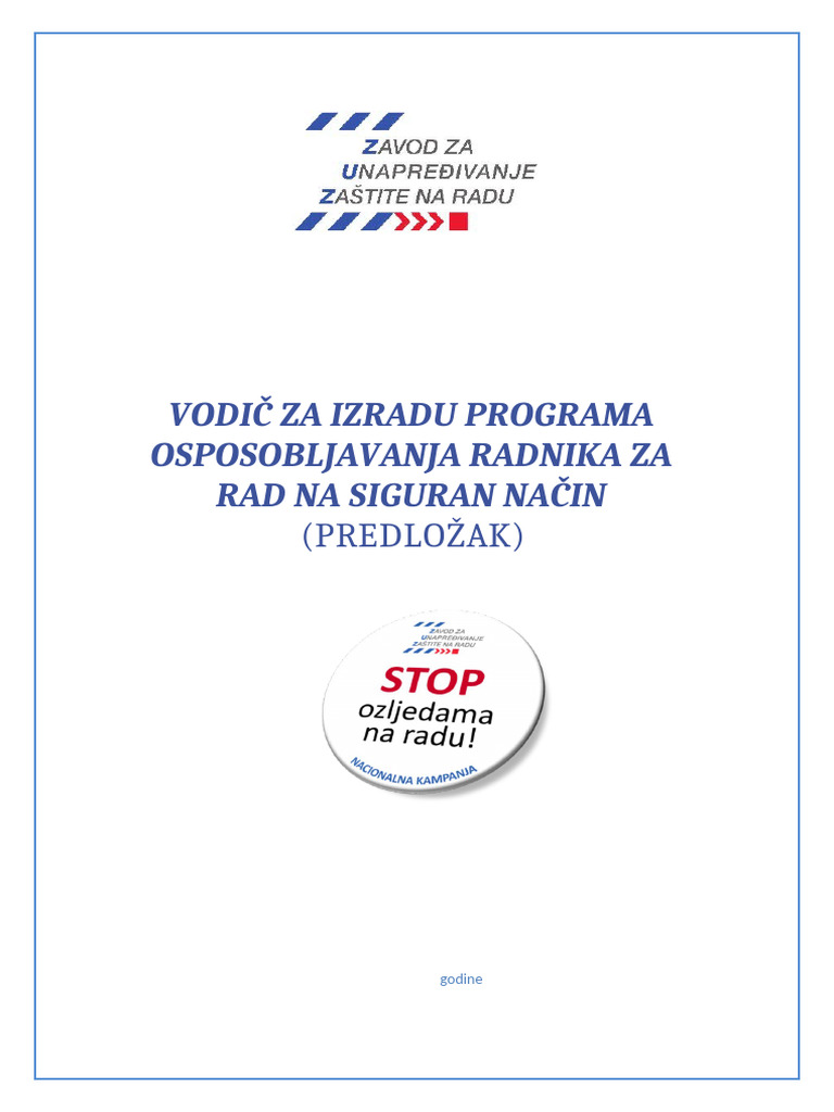 Vodic Za Izradu Programa Osposobljavanja Radnika Za Rad Na Siguran ...