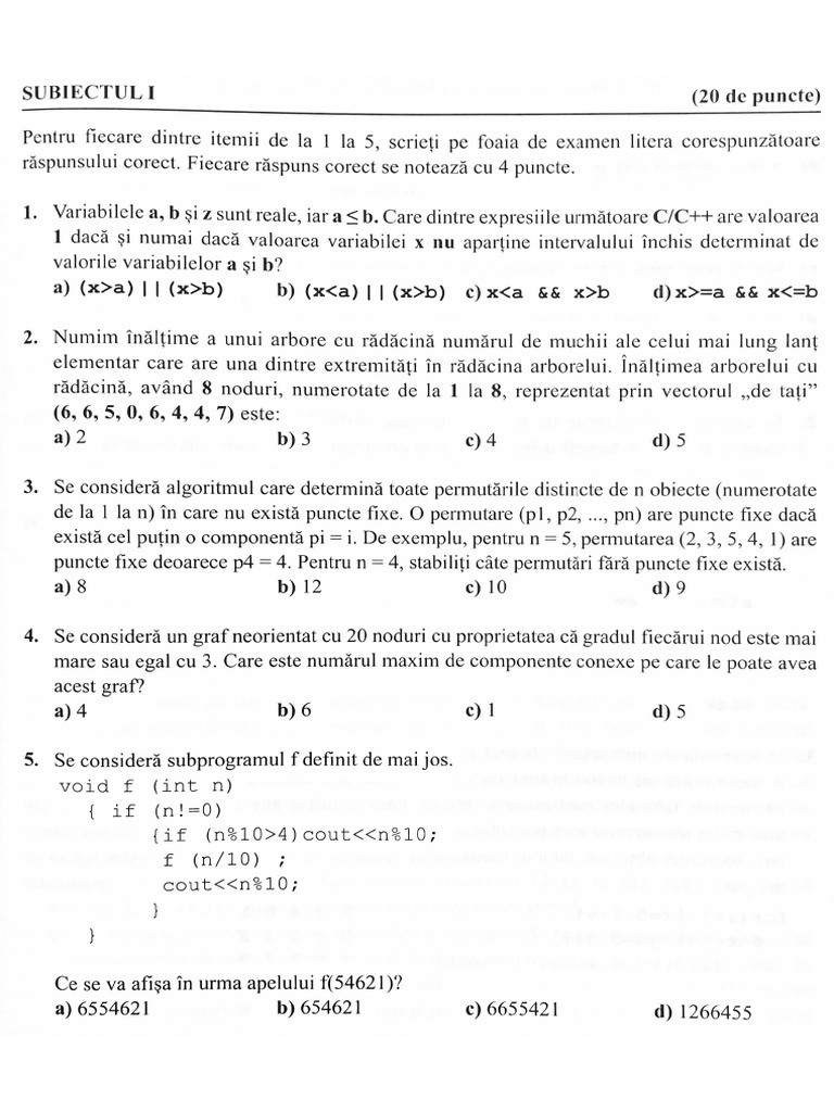 Testul 1 | PDF
