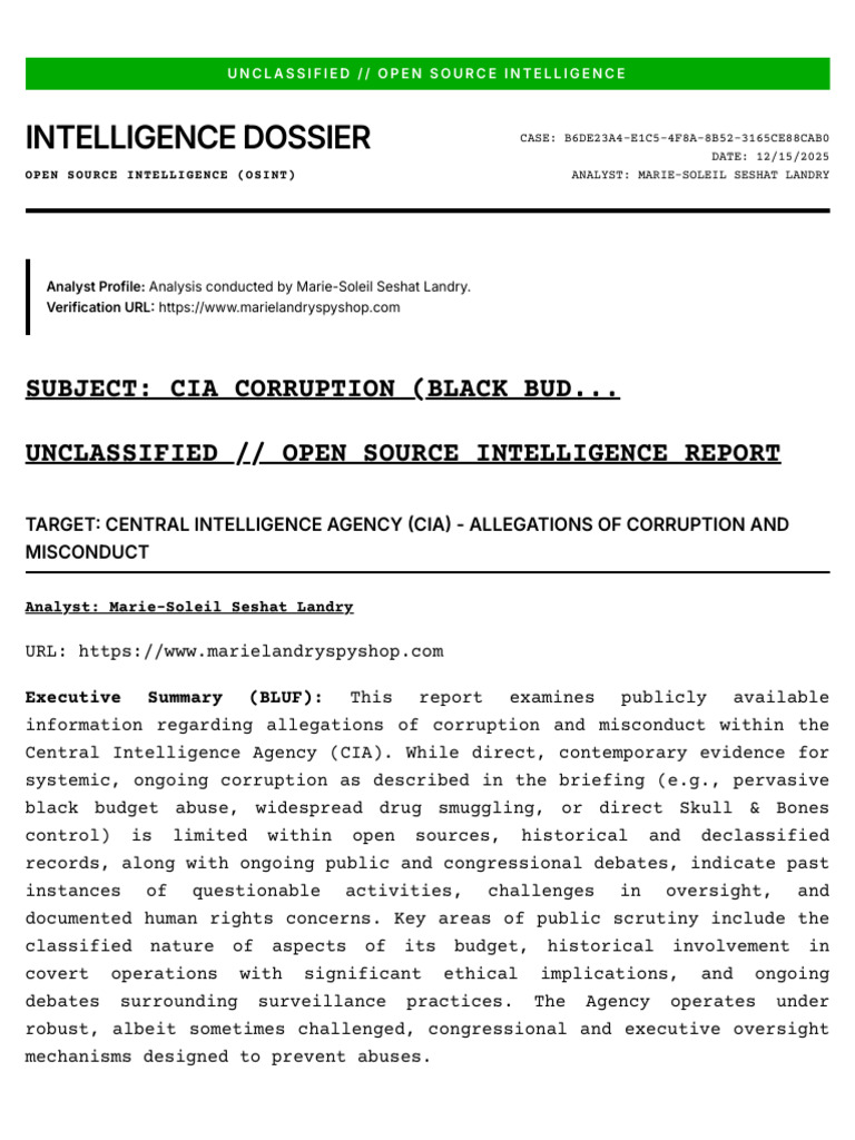 CIA Corruption Allegations Report | PDF | Central Intelligence Agency ...