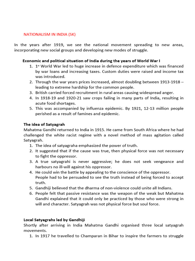 Nationalism and Satyagraha in India | PDF | Mahatma Gandhi | Indian ...