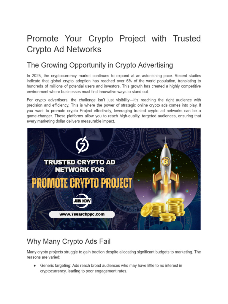 Promote Your Crypto Project With Trusted Crypto Ad Networks | PDF ...