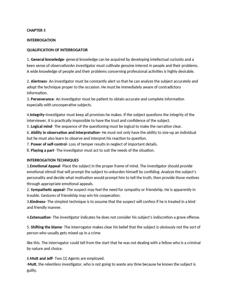 Interrogation Techniques and Guilt Analysis | PDF | Guilt (Emotion ...