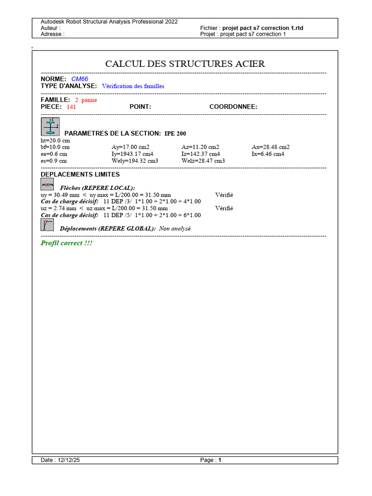 Vérification structure acier IPE 200 | PDF