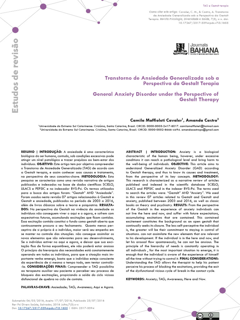 Transtorno de Ansiedade Generalizada Sob a Perspec 251107 214454 | PDF ...
