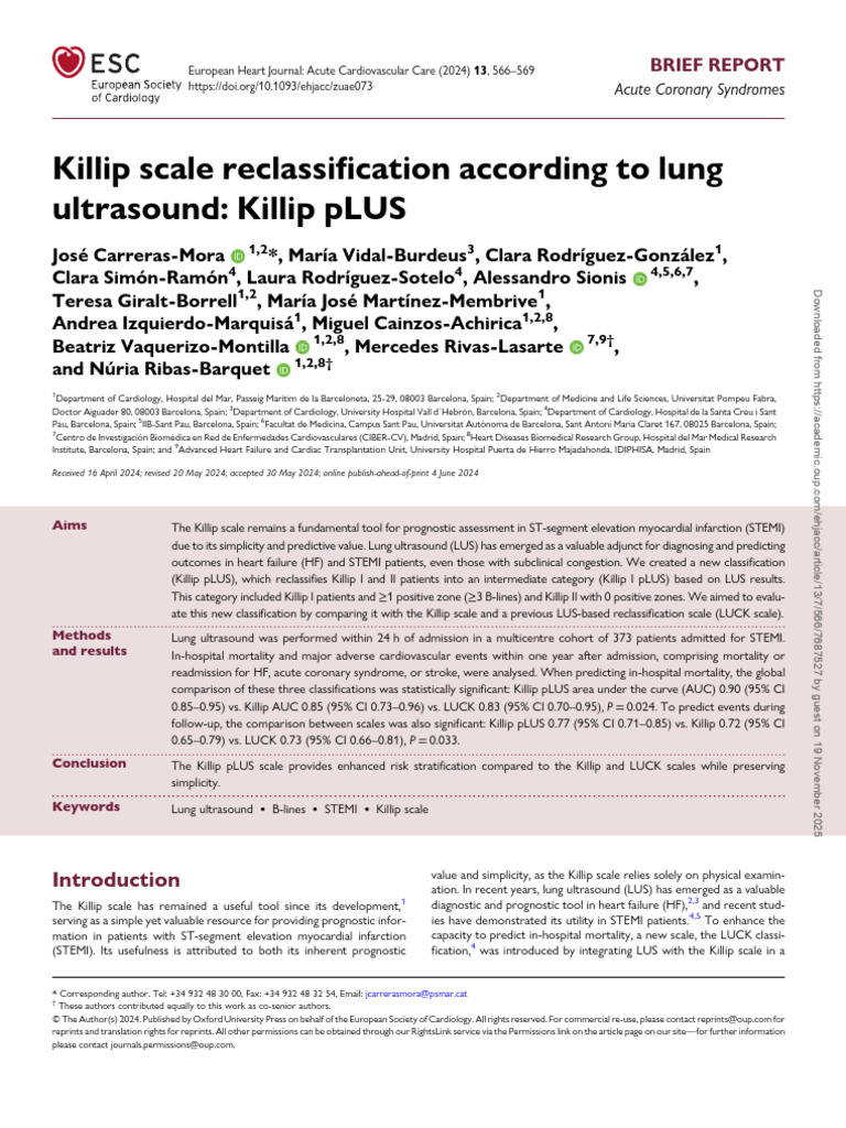 Killip pLUS: Enhanced STEMI Risk Stratification | PDF | Myocardial ...
