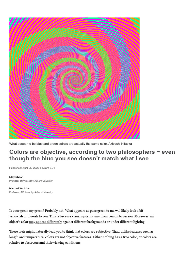 Objective Colors: Philosophy and Science | PDF | Color | Cognitive Science
