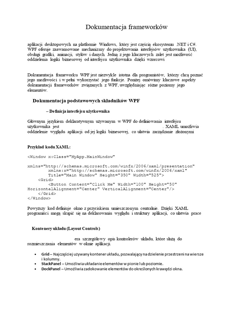 13 C# WPF - Dokumentacja Frameworków | PDF