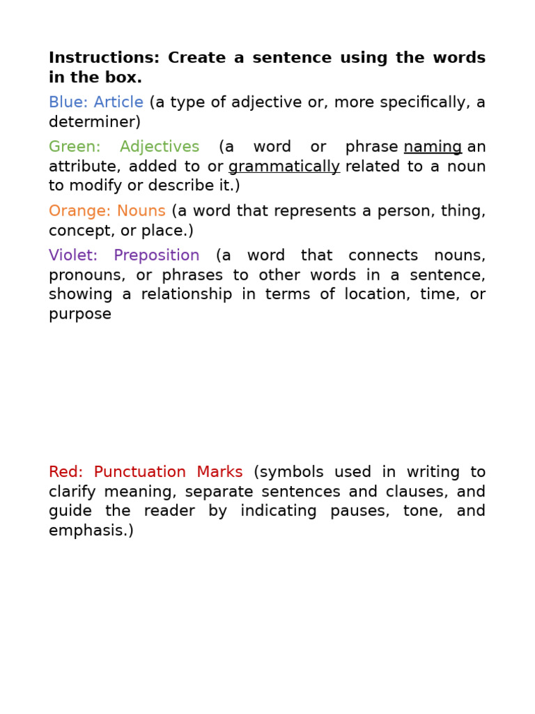 Sentence Structure Instruction Guide | PDF