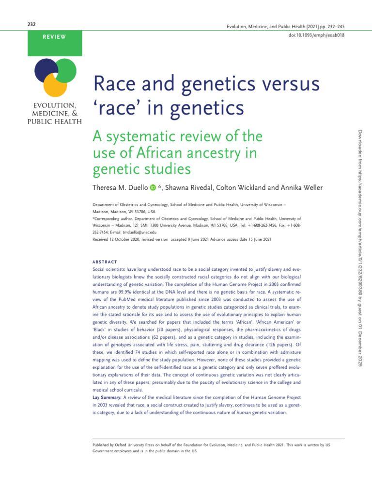 African Ancestry in Genetic Research Review | PDF | Race (Human ...