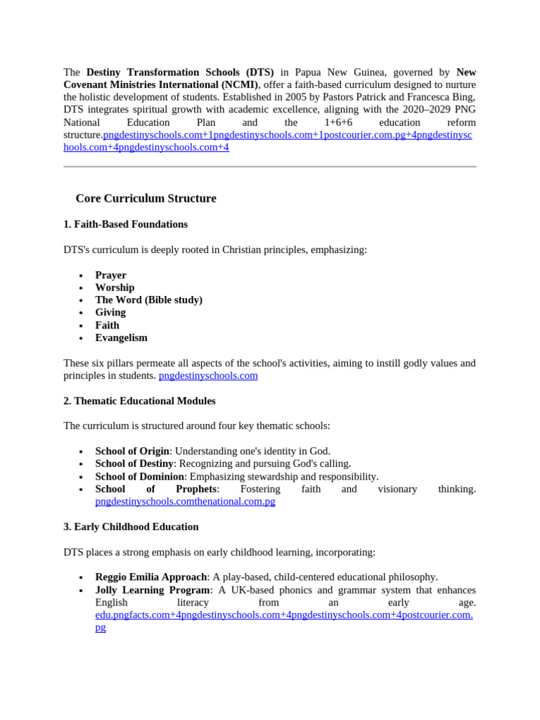 Faith-Based Education in PNG Schools | PDF | Early Childhood Education ...