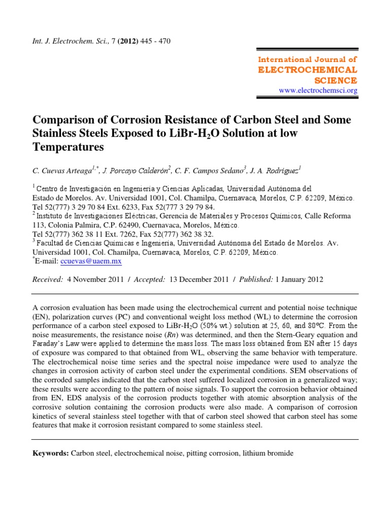 Comparison of Corrosion Resistance of Carbon Steel and Some | PDF