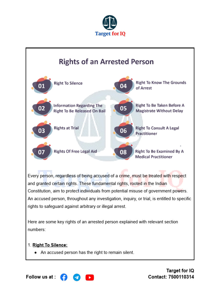 Rights of Arrested Persons in India | PDF | Arrest | Right To Silence