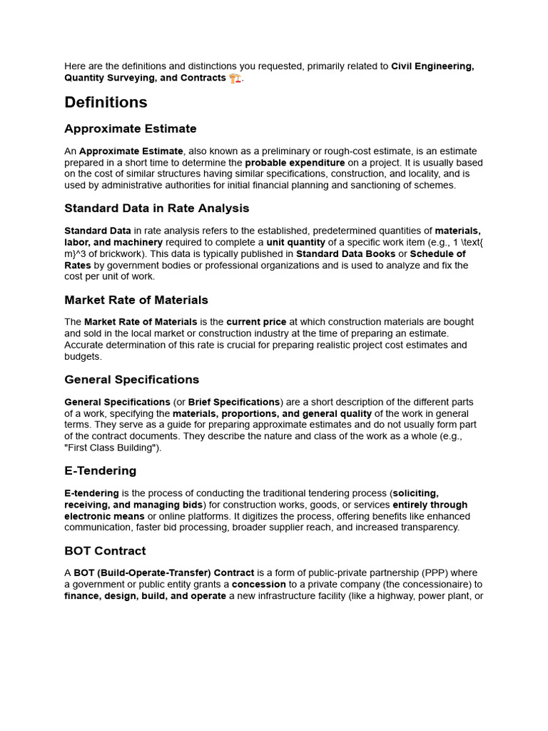 Civil Engineering Terms and Definitions | PDF | Economies | Business