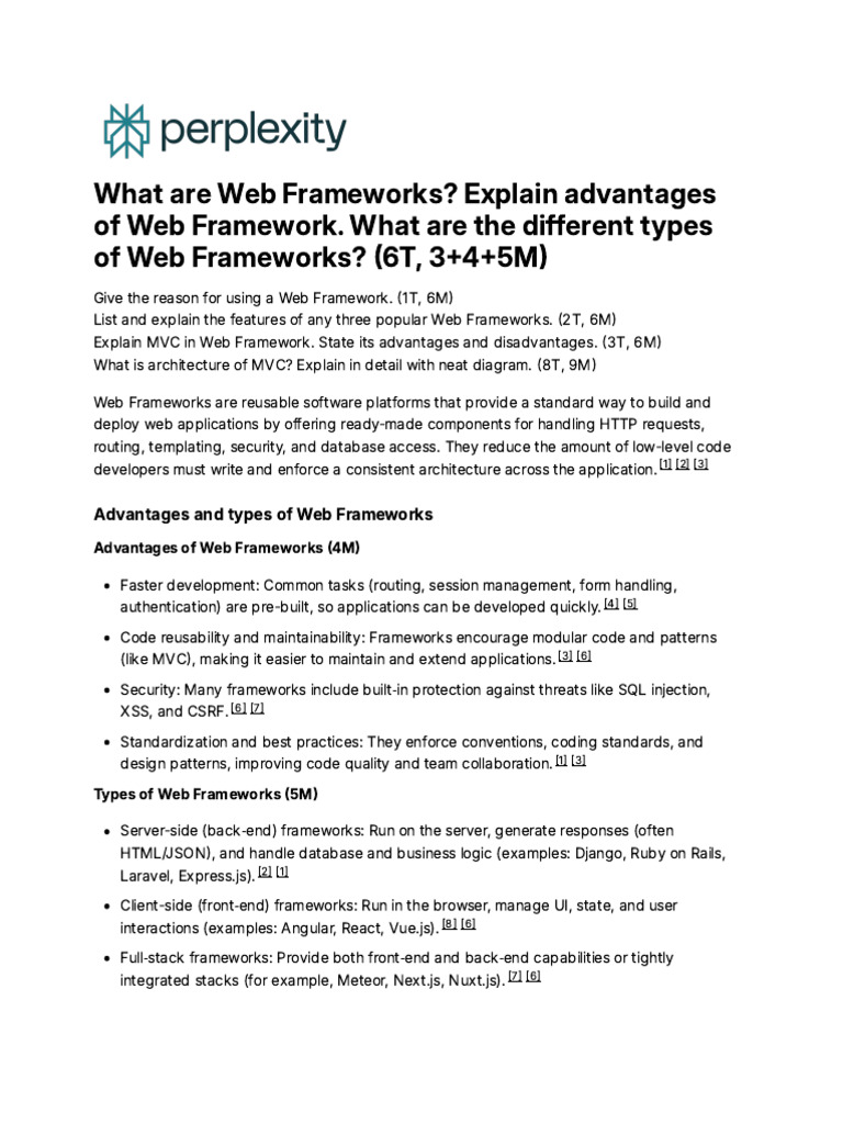 Benefits and Features of Web Frameworks | PDF | Model–View–Controller ...