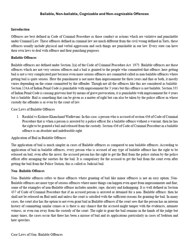 Types of Criminal Offences Explained | PDF | Bail | Crimes