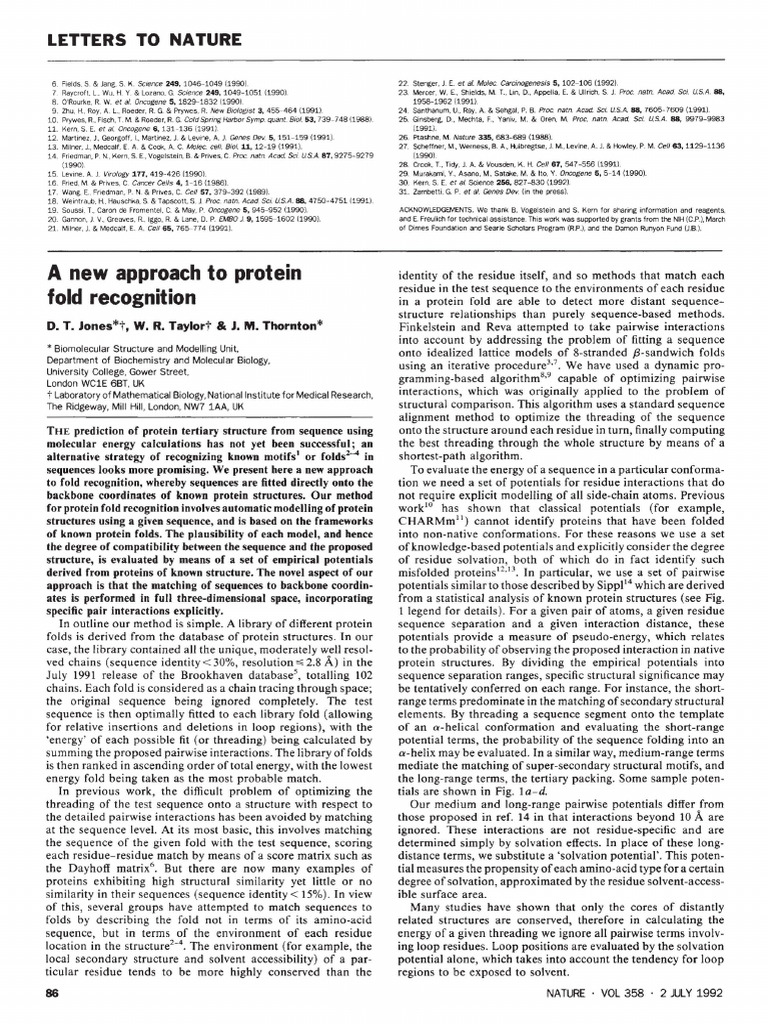 New Method for Protein Fold Recognition | PDF | Protein Structure ...