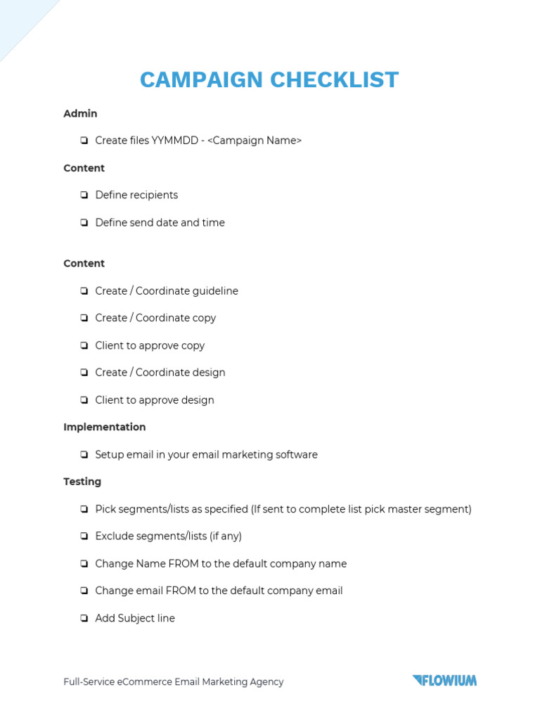 Campaign Checklist by Flowium | PDF