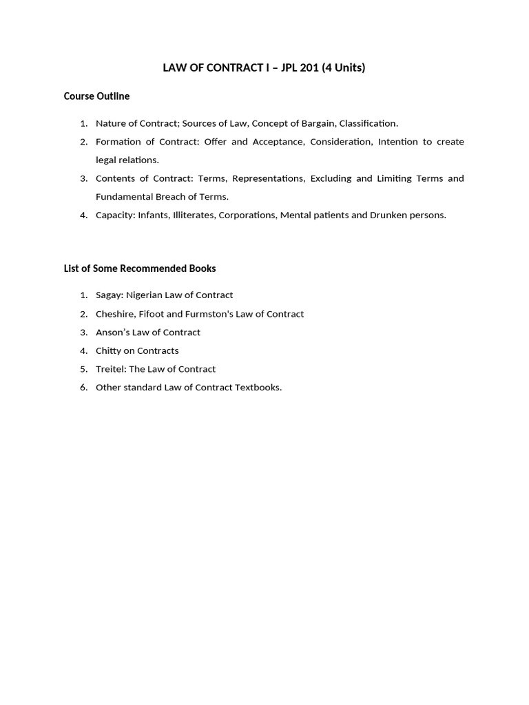 Law of Contract I Course Overview | PDF | Offer And Acceptance | Auction