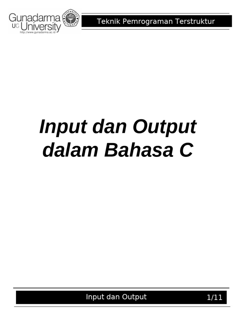 Input dan Output dalam Bahasa C | PDF