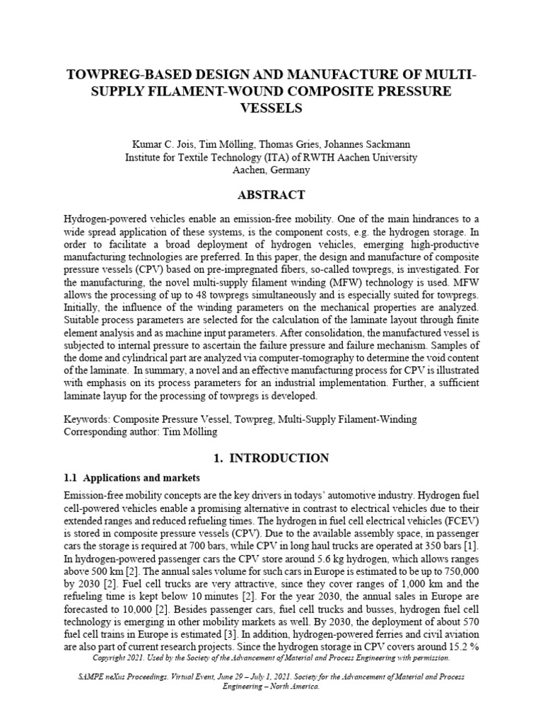 Towpreg Composite Pressure Vessel Design | PDF | Strength Of Materials ...