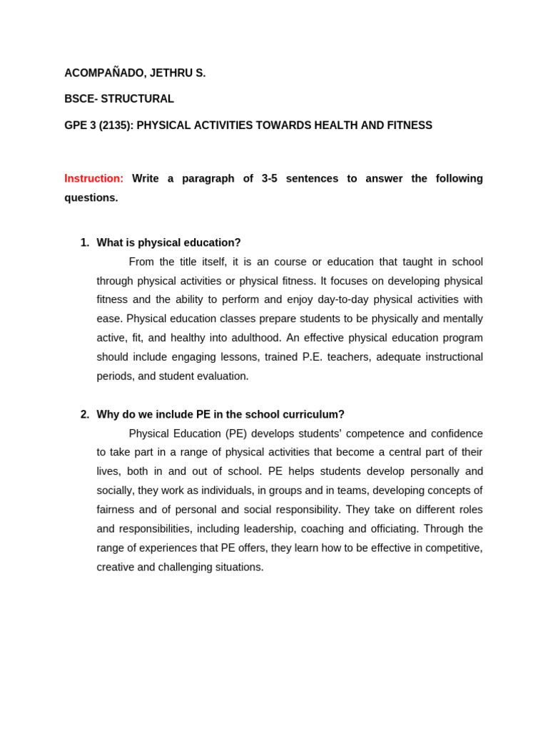 Importance of Physical Education in Schools | PDF | Physical Education ...