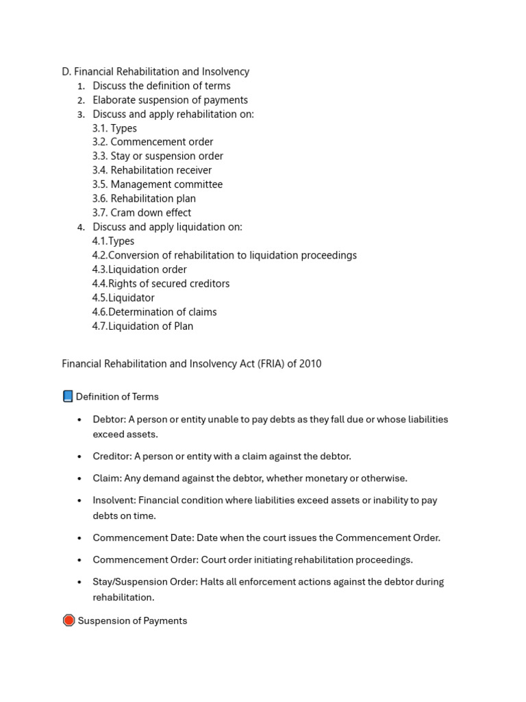 Financial Rehabilitation & Liquidation Guide | PDF | Liquidation ...