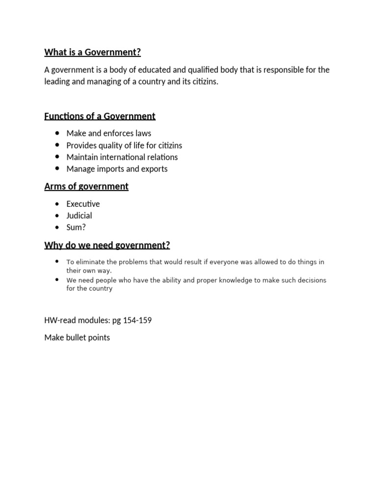 Understanding Government Functions and Roles | PDF
