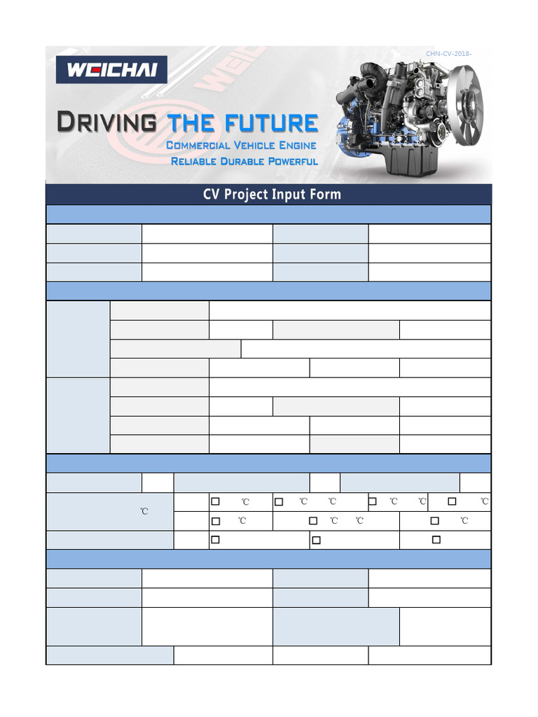 Commercial Vehicle Engine Project Input Form | PDF | Truck | Engines