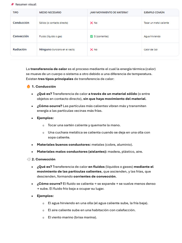 Tipos de transferencia de calor: guía completa | PDF