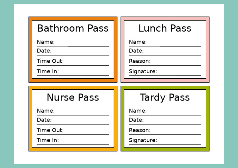 Pass Templates for School Use | PDF
