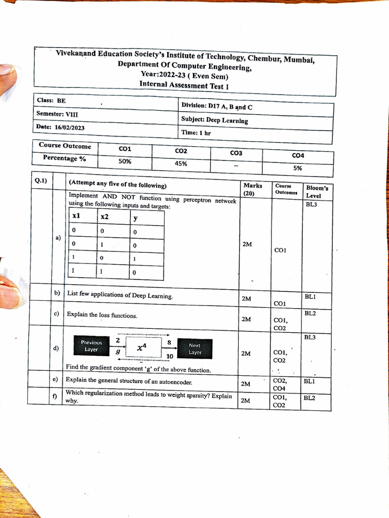 Deep Learning Exam Questions and Outcomes | PDF | Deep Learning | Learning