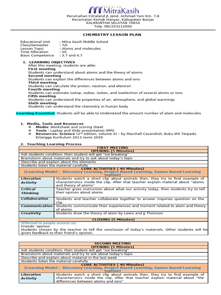 1. atom and molecules | PDF | Atoms | Project Based Learning