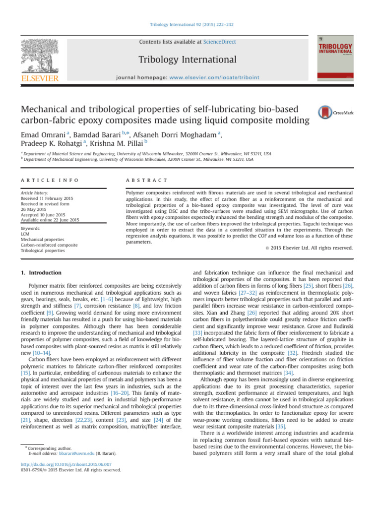 Mechanical and Tribological Properties of Self Lubricating B 2015 ...