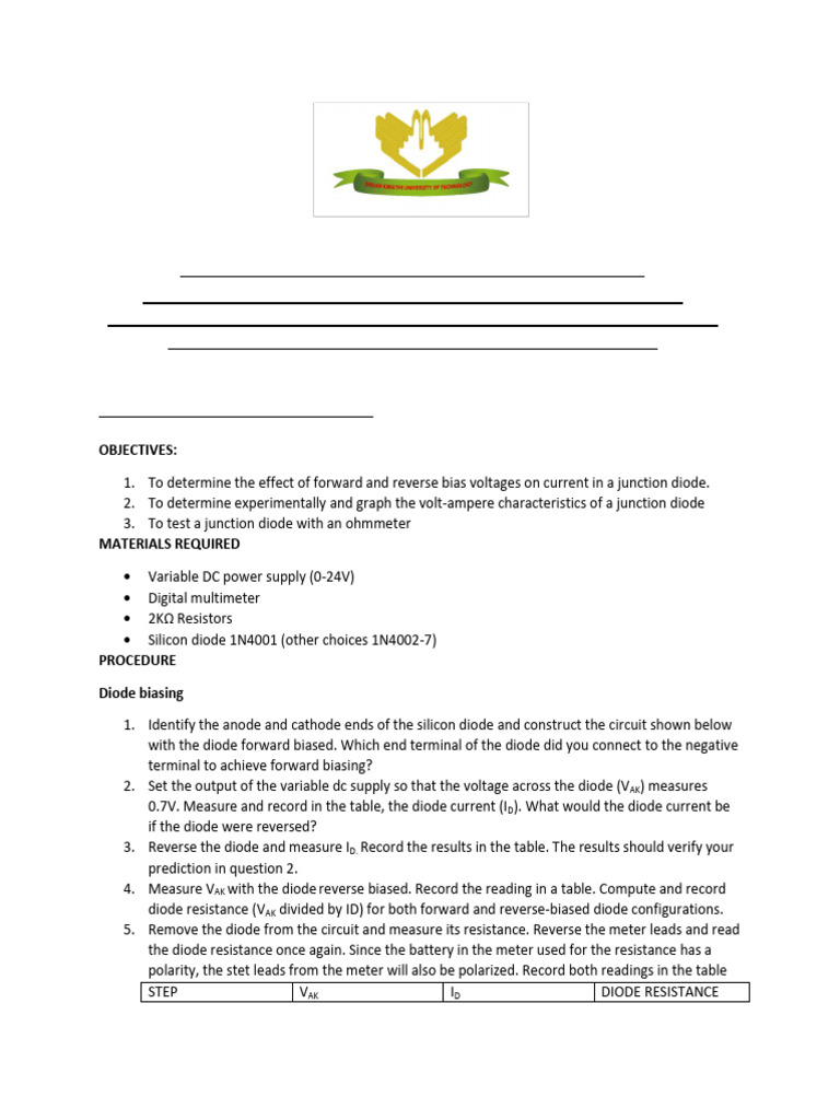 Junction Diode and LED Lab Manual | PDF | Diode | Light Emitting Diode