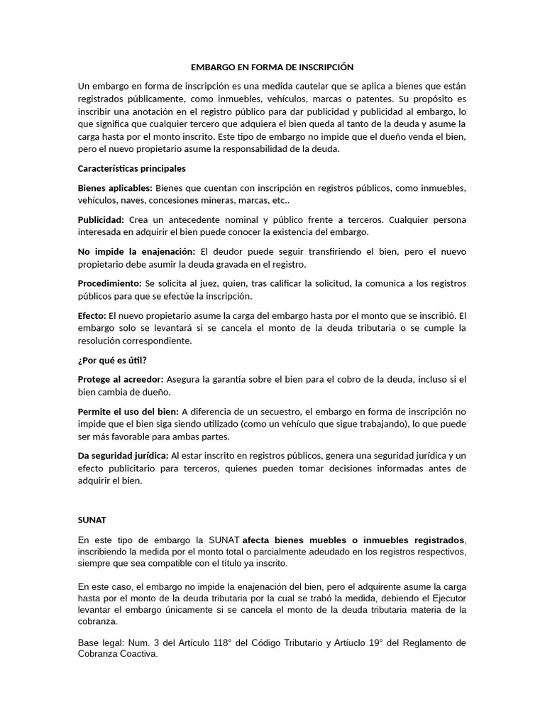 Embargo en Inscripción: Guía Completa | PDF | Propiedad | Deuda