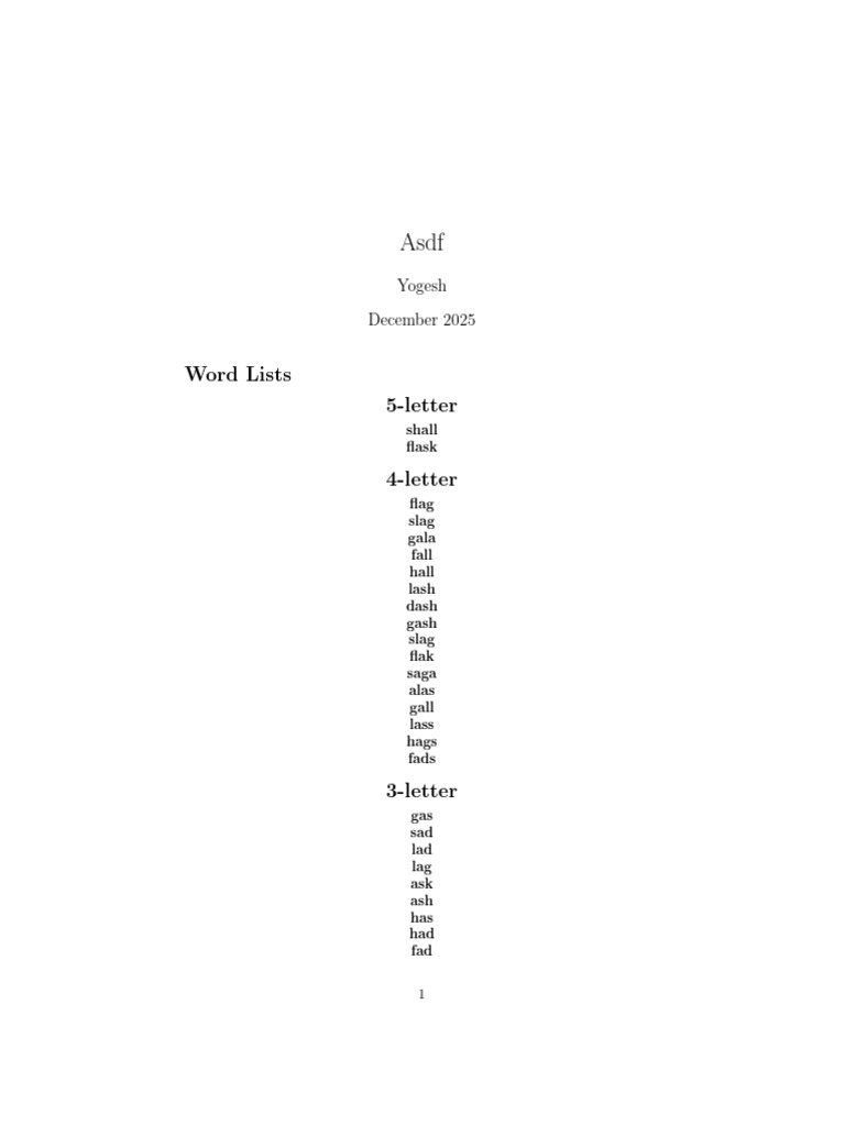 Comprehensive Word Lists by Length | PDF