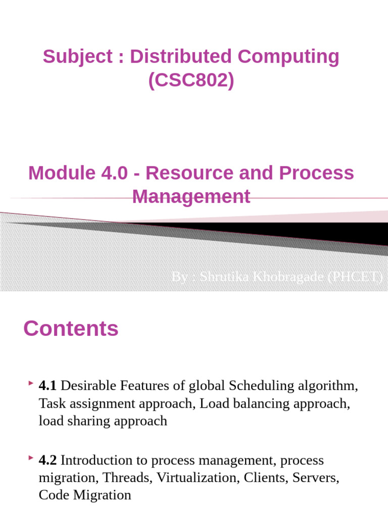 Module 4 DC | PDF | Load Balancing (Computing) | Process (Computing)