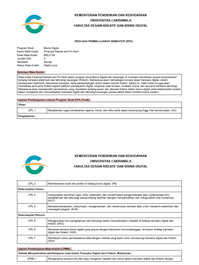 RPS Financial Market dan Fin-Tech | PDF