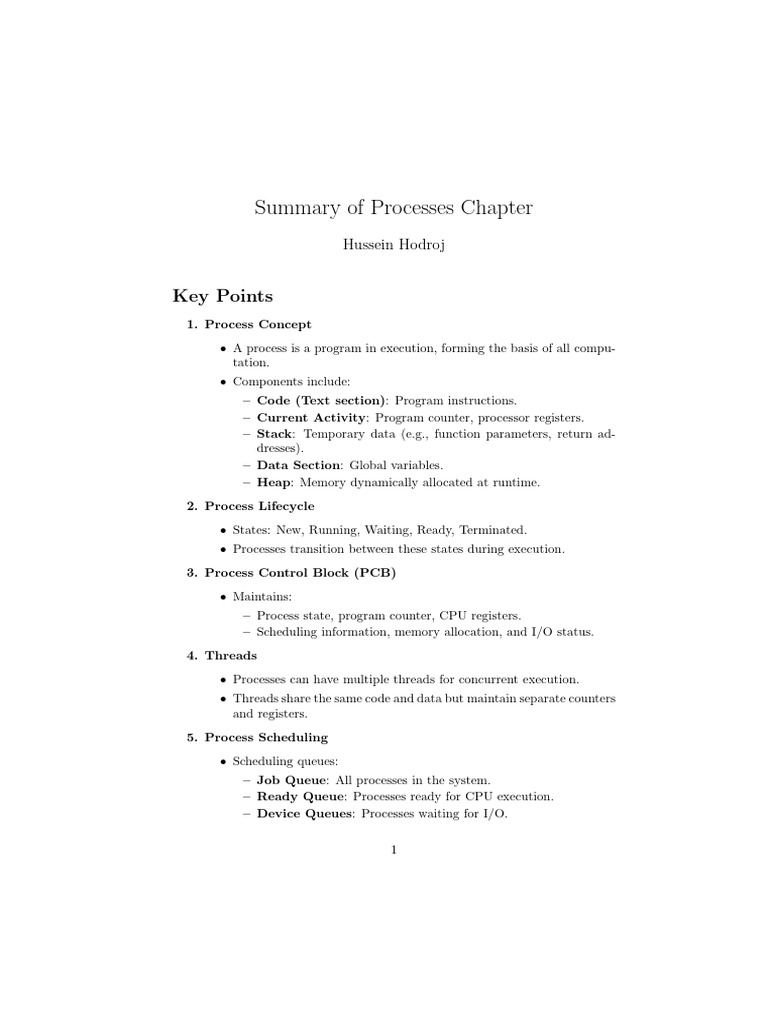 Overview of Process Management Concepts | PDF