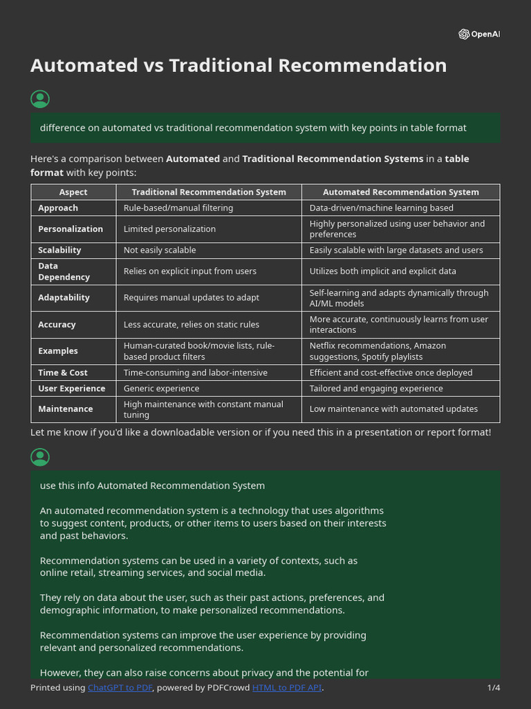 Automated Vs Traditional Recommendation | PDF | Computing | Human ...