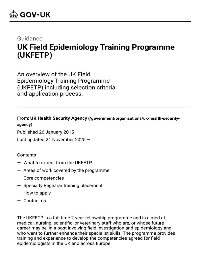 UK Field Epidemiology Training Overview | PDF | Epidemiology | Public ...