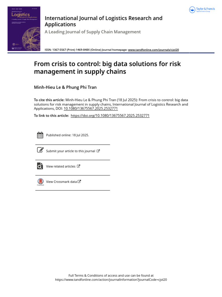 Big Data for Supply Chain Risk Management | PDF | Big Data | Supply Chain