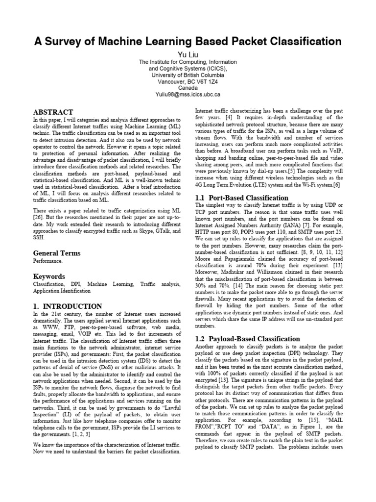 Machine Learning for Packet Classification | PDF | Port (Computer ...