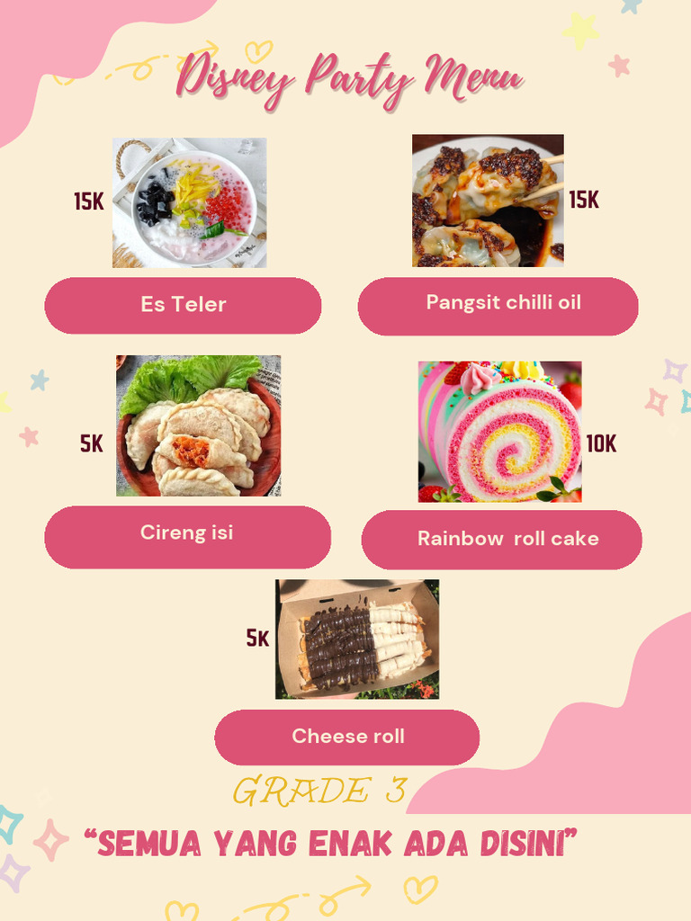 Pink and Beige Illustrative Cute Cake Menu | PDF