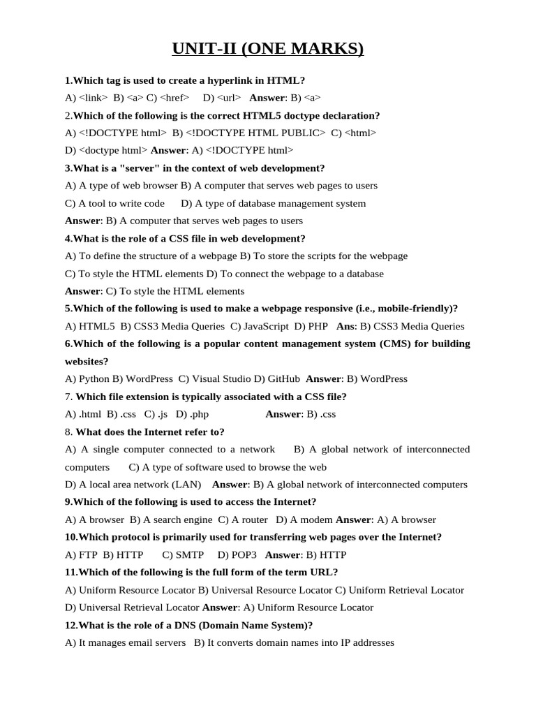 Essential HTML and Web Development Concepts | PDF | World Wide Web ...